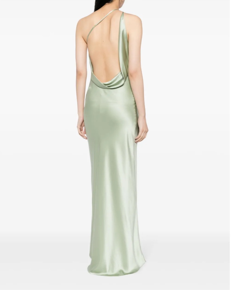michelle mason green silk dress Michelle Mason Sage Green Maxi Dress by Michelle Mason