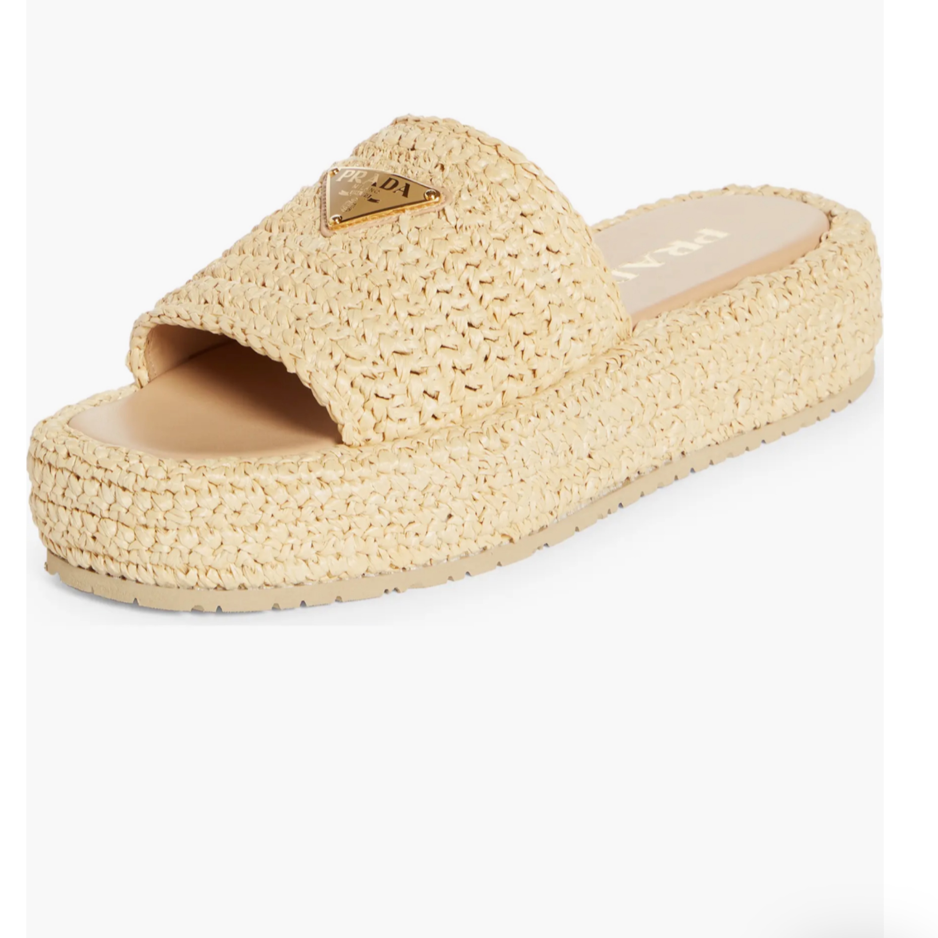 Prada Raffia Flatform Slide Sandal | Pickle
