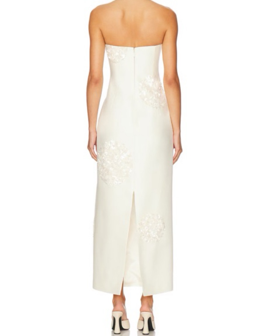 knee length dresses for ladies Rayna Appliqué Bustier Maxi Dress