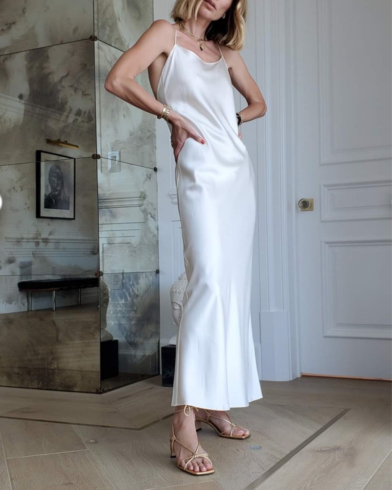Anine Bing Ivory Satin Slip Dress by Anine Bing - Pickle