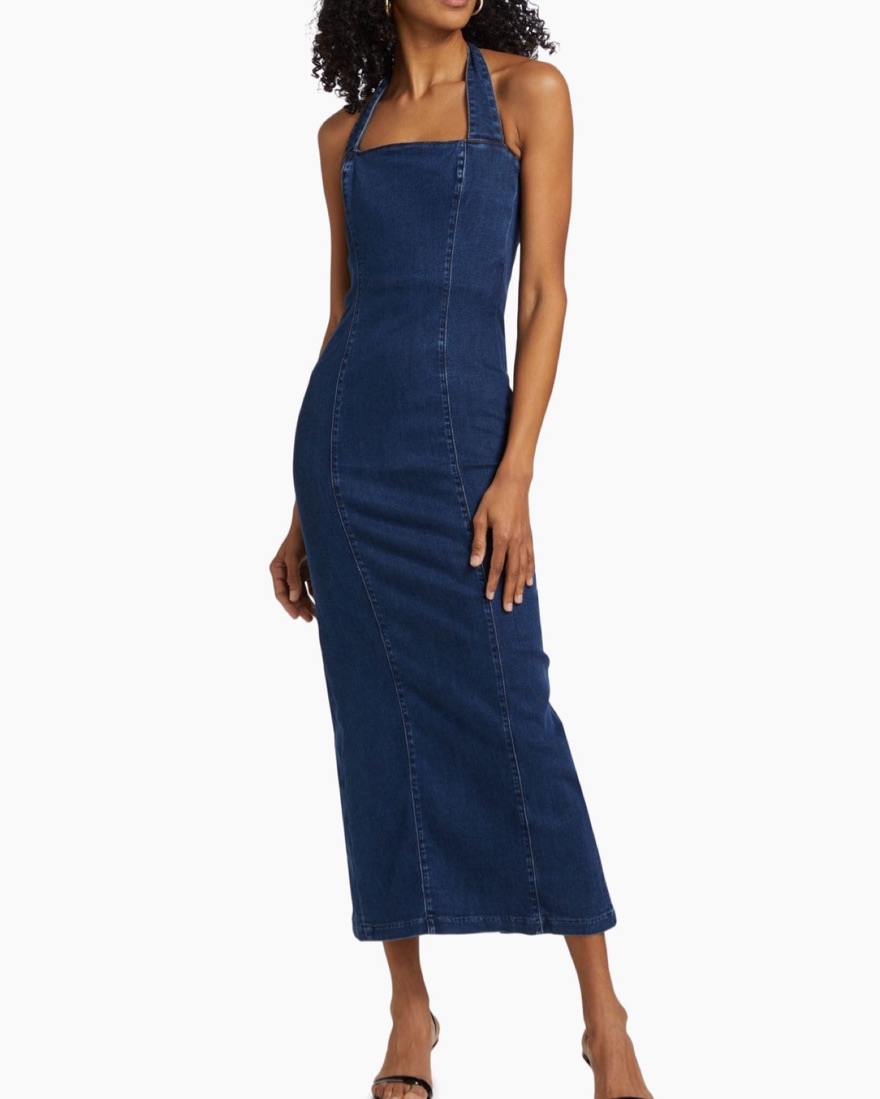 Reformation Evita Denim Halter Dress | Pickle