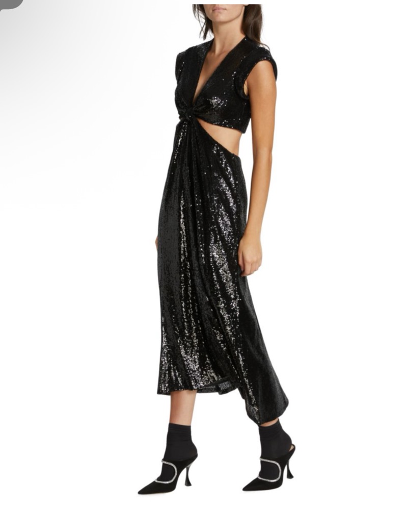 nwot alexis maxi sequin-beaded naki cut-out dress Vintage Scala One Shoulder Beaded Dress – Born Into Money