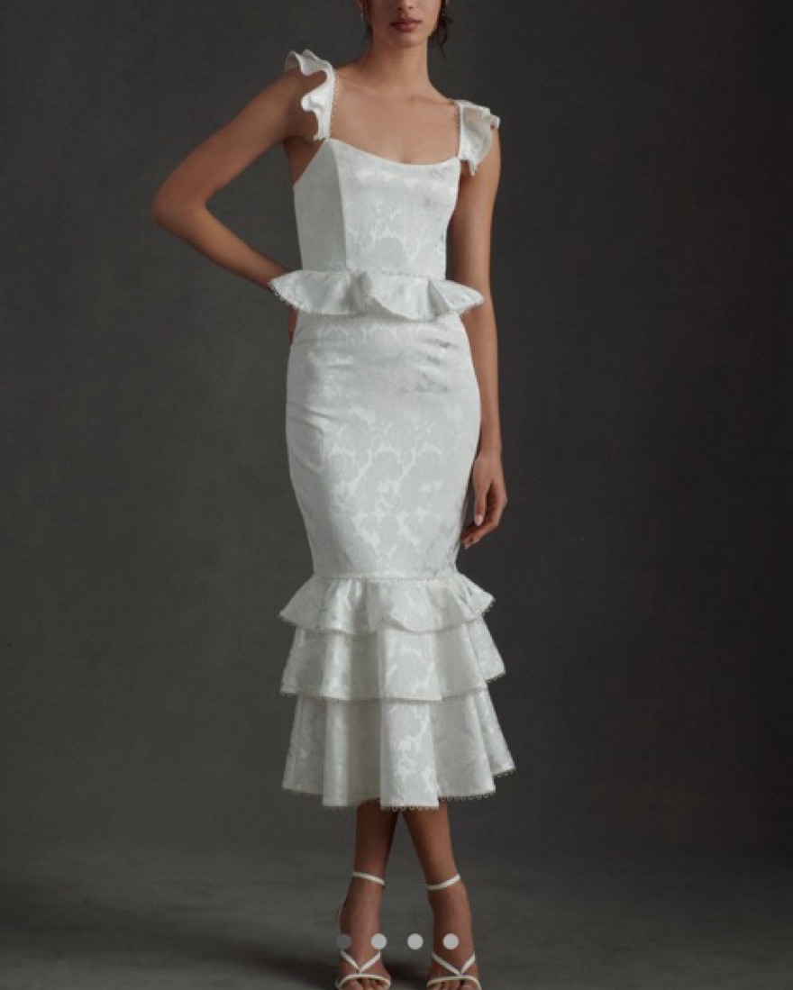 v. chapman violet corset ruffled tiered hem midi dress V. Chapman Violet Midi Dress by V Chapman