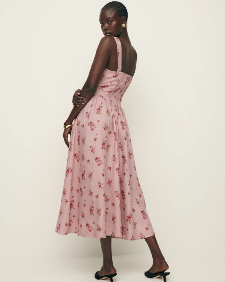 Balia Linen Dress Color: Tea Time by Reformation - Pickle