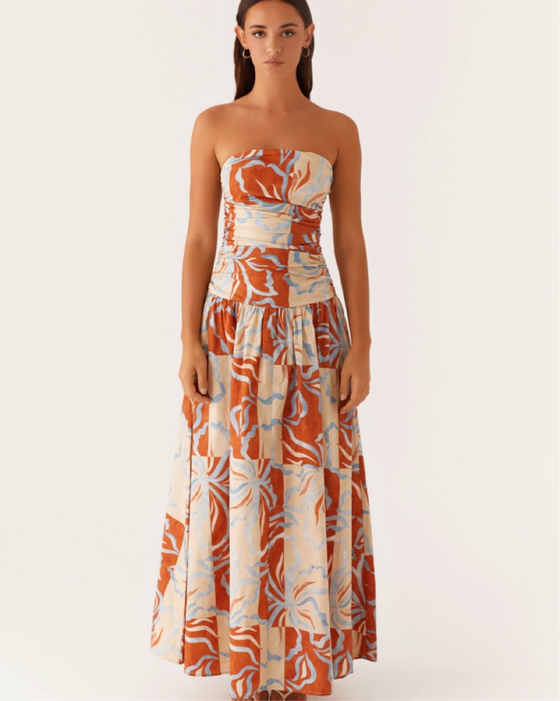 Carmel Maxi Dress - Orange Blue Floral by Peppermayo - Pickle