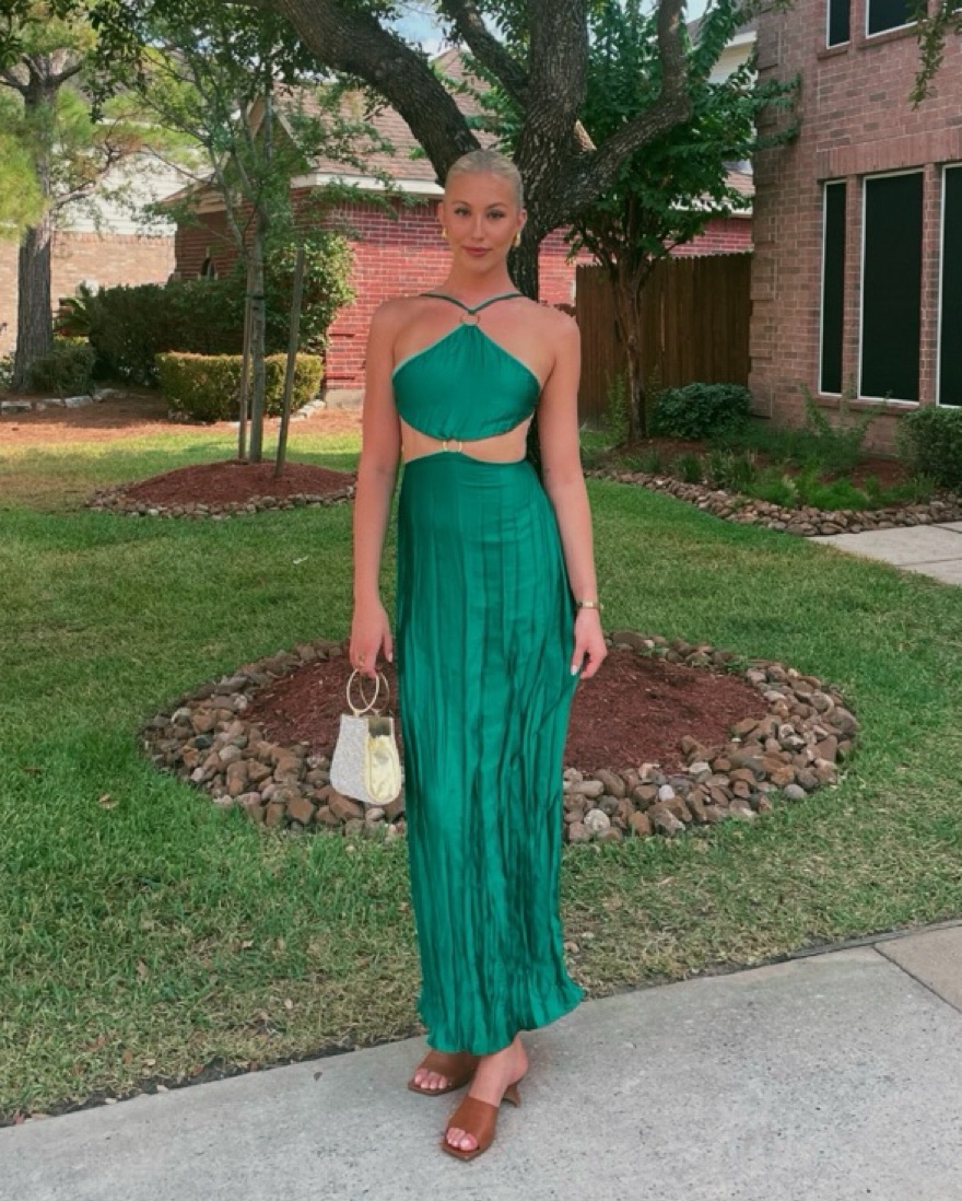 green satin cut out dress Sage Green Satin Mermaid Prom Dress with Cutout & High Slit  SS174   Viniodress