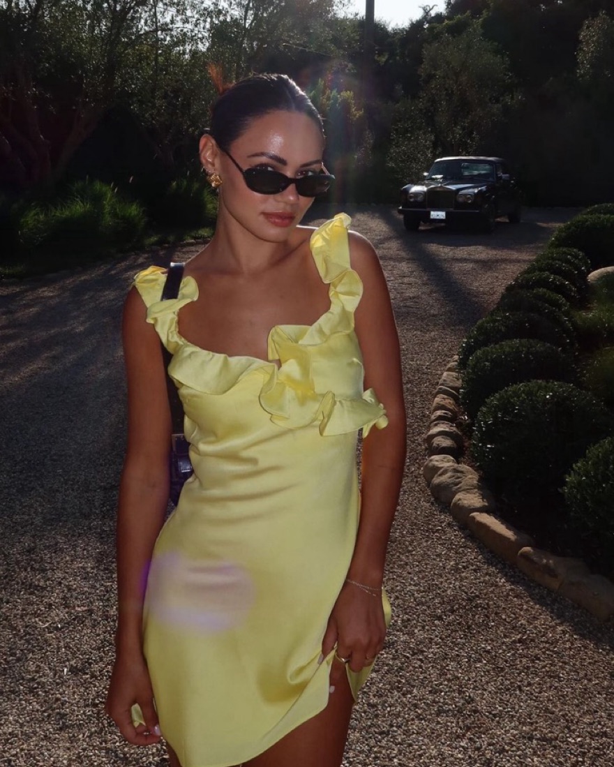 【HOUSE OF CB】イエローフリルワンピース Sサイズ House Of CB Gabbi Ruffled Front Gown Dress Yellow Size XS, S & M