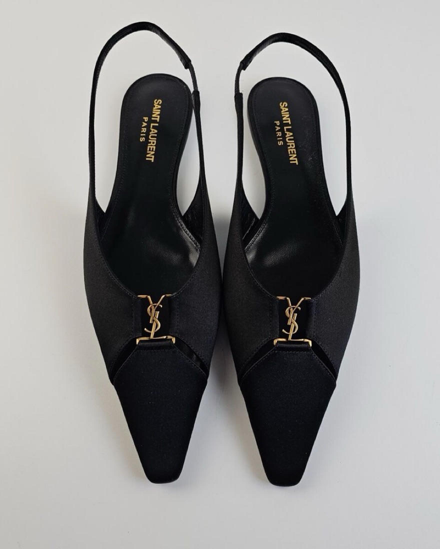 サンダル・ミュール Saint Laurent BABYLONE SILING BACK 90 (806685AAESX 1000) Saint Laurent Babylone Sling Back Flat | Pickle