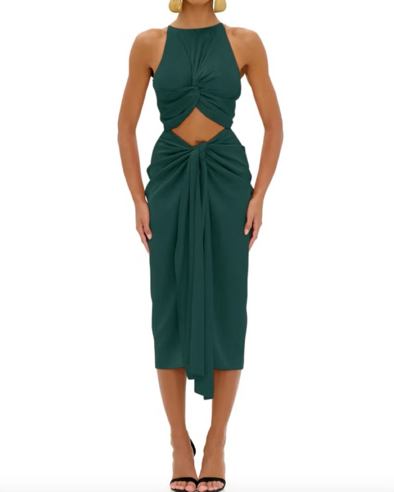 Andrea Iyamah Green Twist Midi Dress by Andrea Iyamah - Pickle