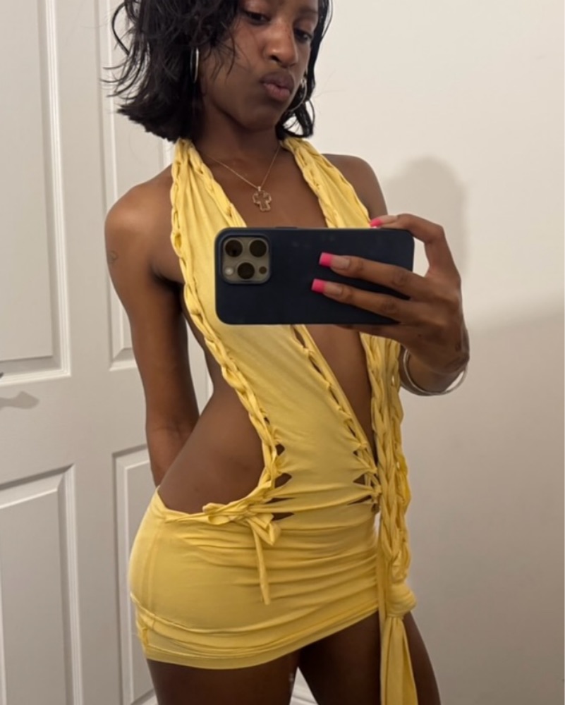 ai mini dress Ai Mei Li Yellow Wrap Mini Dress by Ai Mei Li