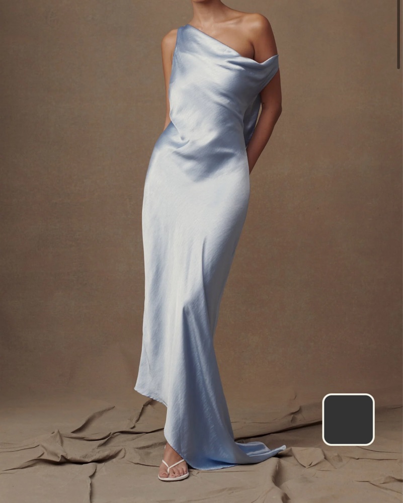 meshki blue satin dress Bella Satin Halter Maxi Dress / Frosted Blue | MESHKI