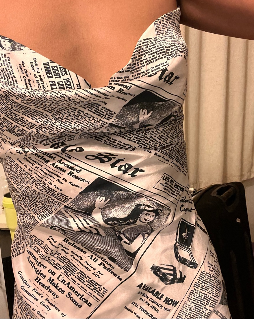 newspaper dress Strawberry Newspaper Office Dress