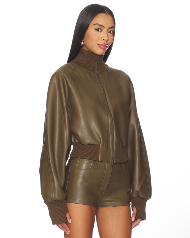 Norman Kamali Leather Bomber Jacket Set by Norma Kamali - Pickle