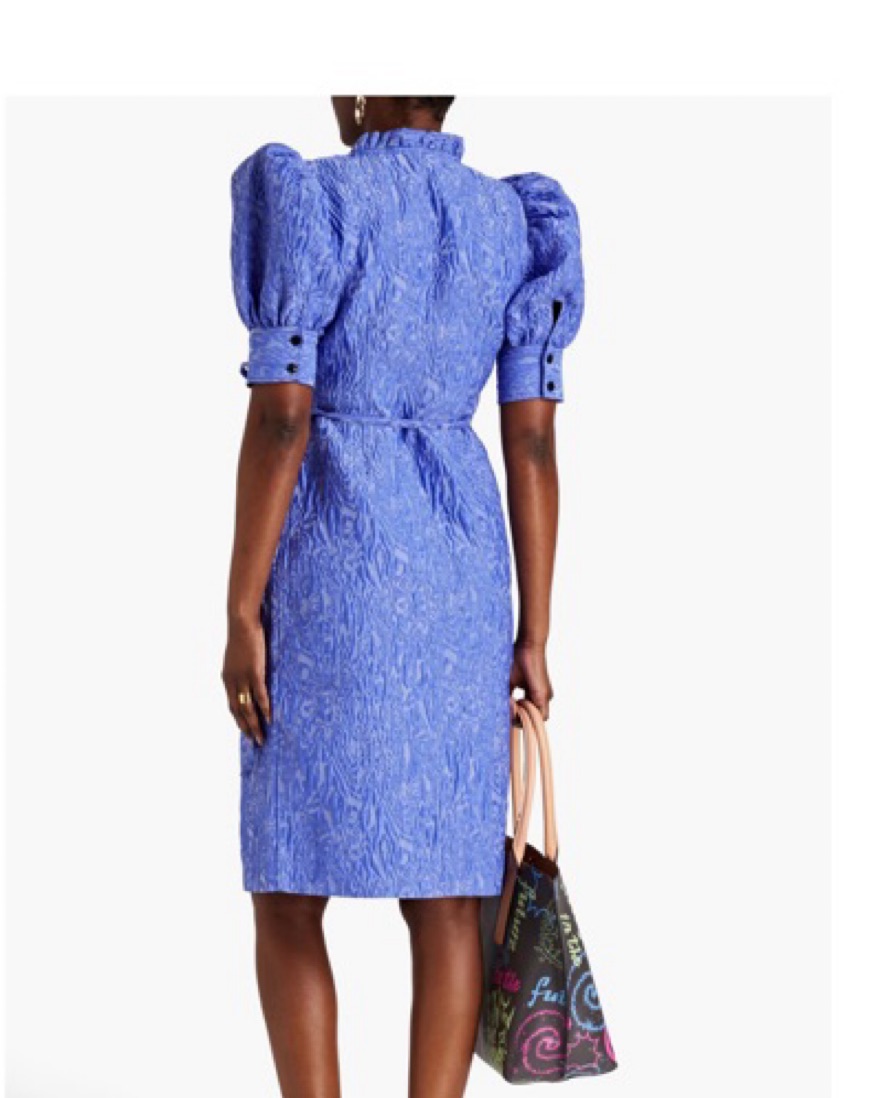 purple ganni dress V-Neck Zipped Jacquard Mini Dress