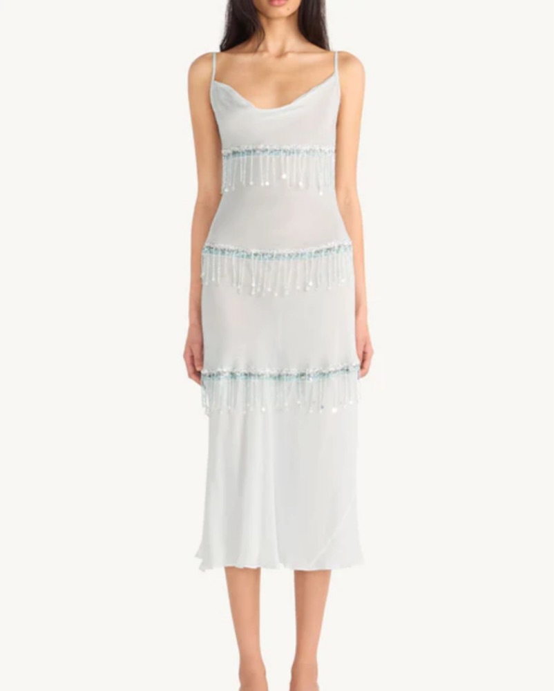 Asta Resort Layla Hand Beaded Dress by Asta Resort - Pickle