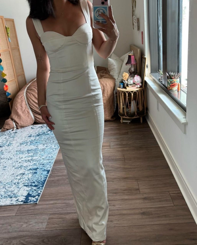 Sau Lee White Floor Length Dress Bustier by Revolve - Pickle