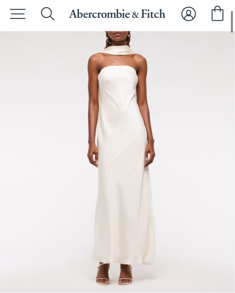 White Maxi Dress With Neck Scarf by Abercrombie and Fitch - Pickle
