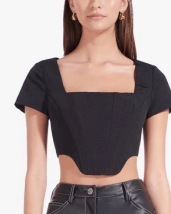 Chic Black Crop Top by Staud - Pickle
