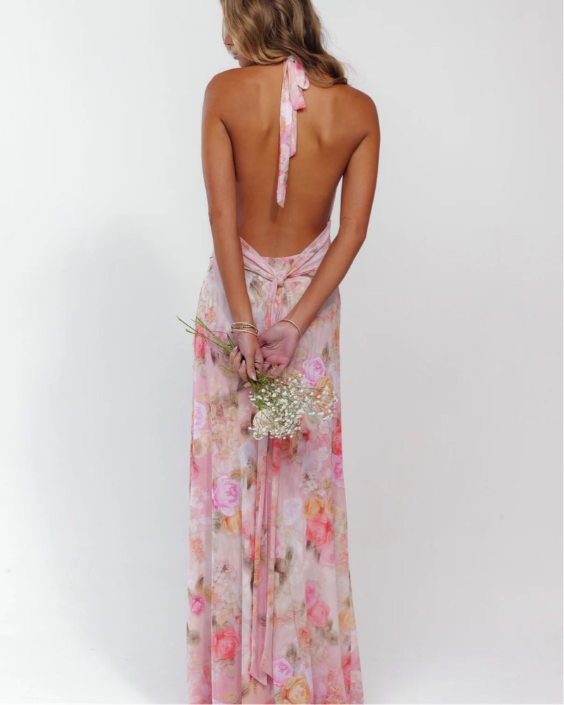 RESA Floral Halter Maxi Dress by RESA - Pickle