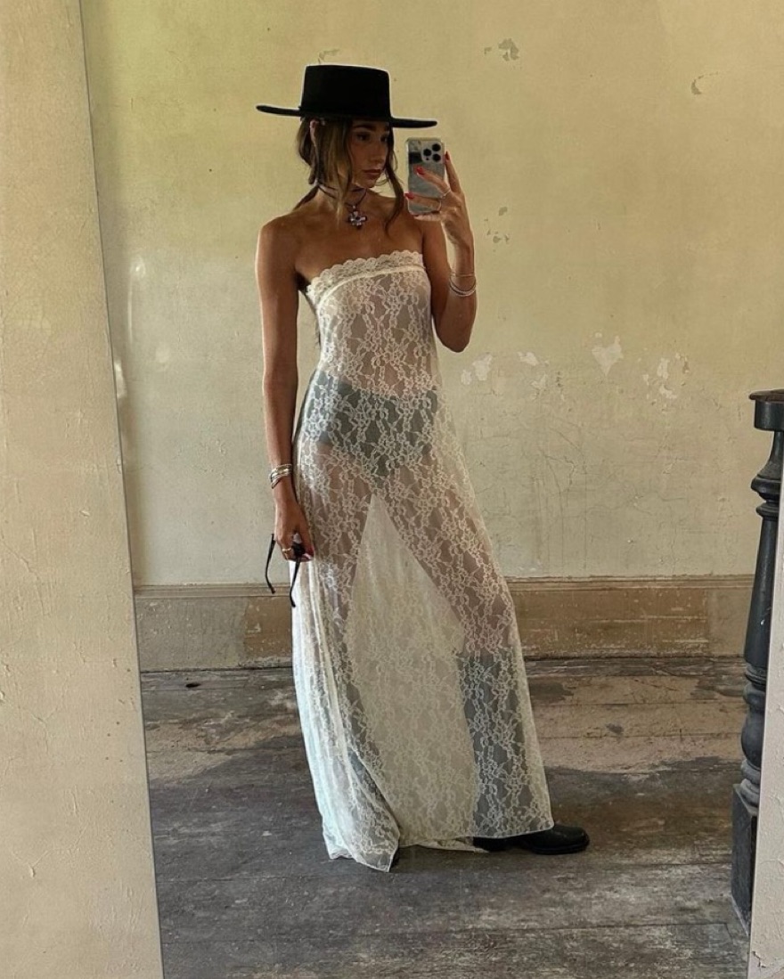 WeWoreWhat Strapless Lace Maxi Dress by WeWoreWhat - Pickle