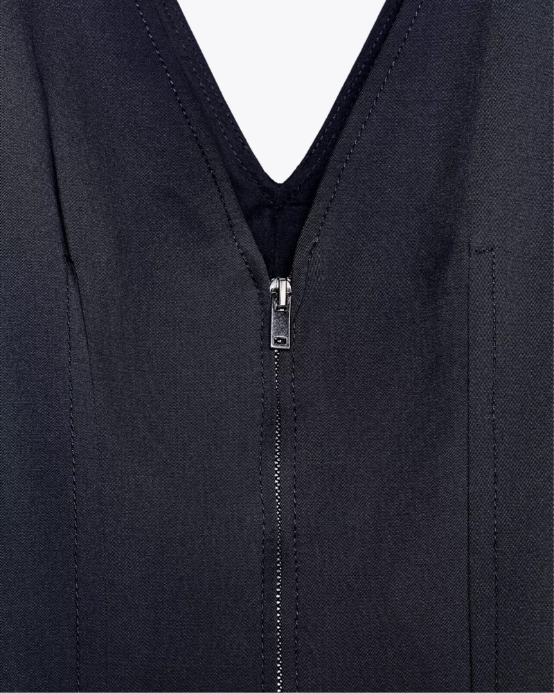 zara grey zip up dress ZARA NWT WOMAN SS25 GODETS MIDI DRESS ZW COLLECTION Anthracite grey |  5289/040