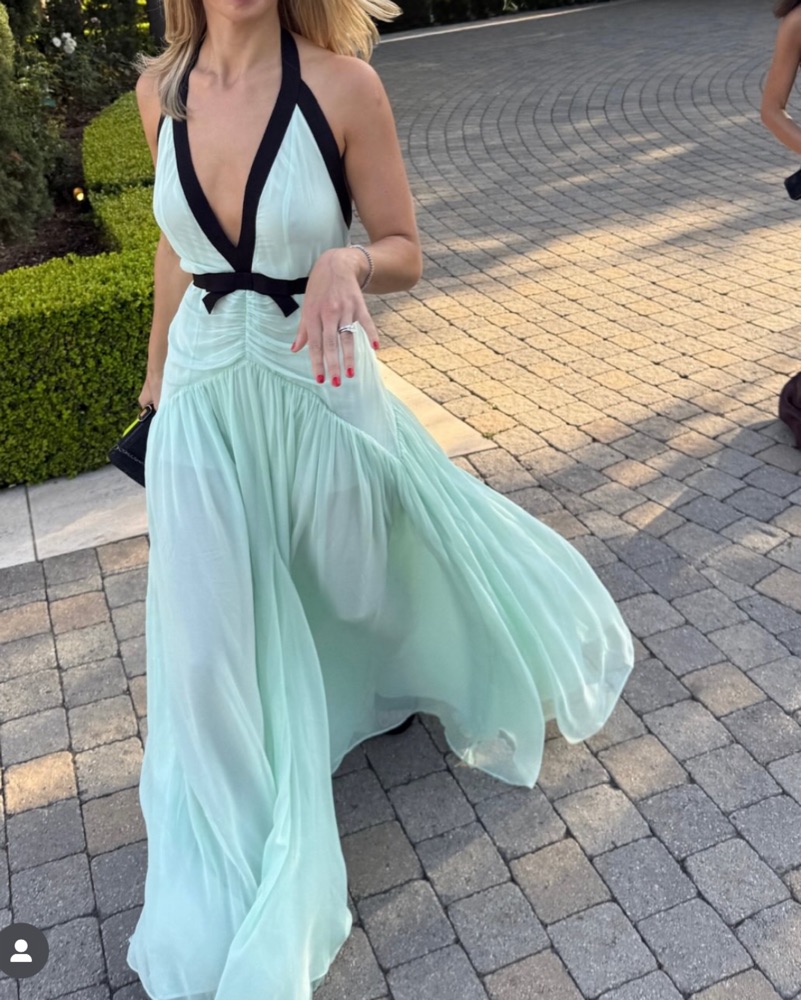 sachin and babi light blue dress STRAPLESS CHIFFON RUFFLE A-LINE DRESS CDA1341