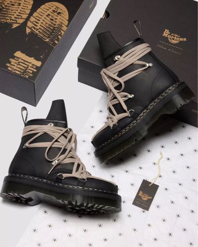 Rick Owens X Dr. Martens Lace-Up FurBoot by Rick Owens | Pickle