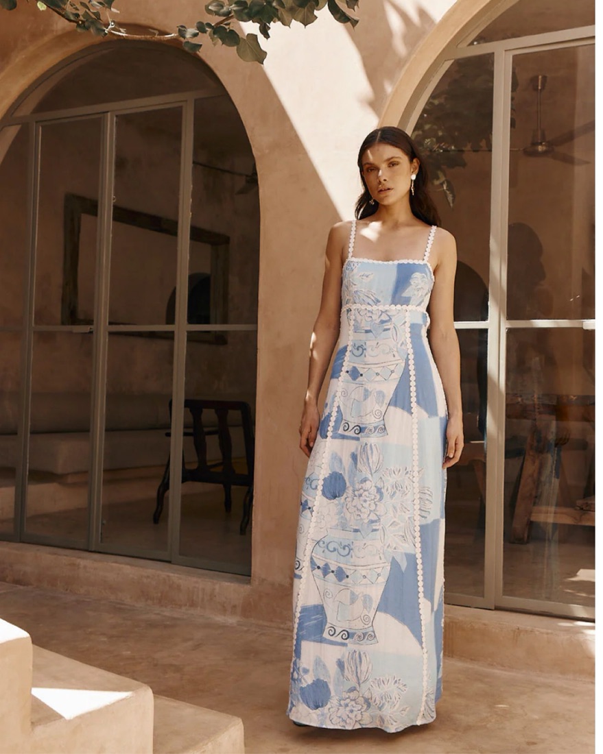 Sabo Blue Pattern Dress by Sabo Skirt - Pickle