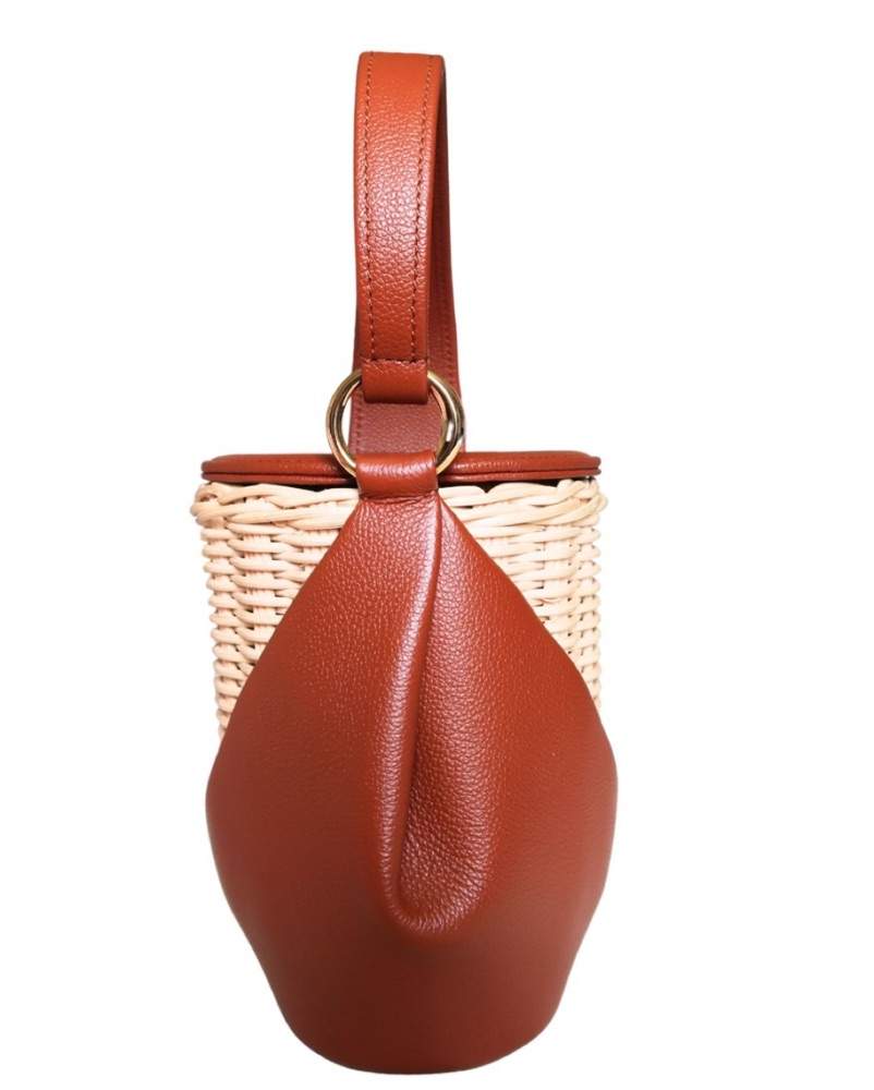 POLENE YKE WICKER LEATHER HANDBAG Brown by Polene - Pickle