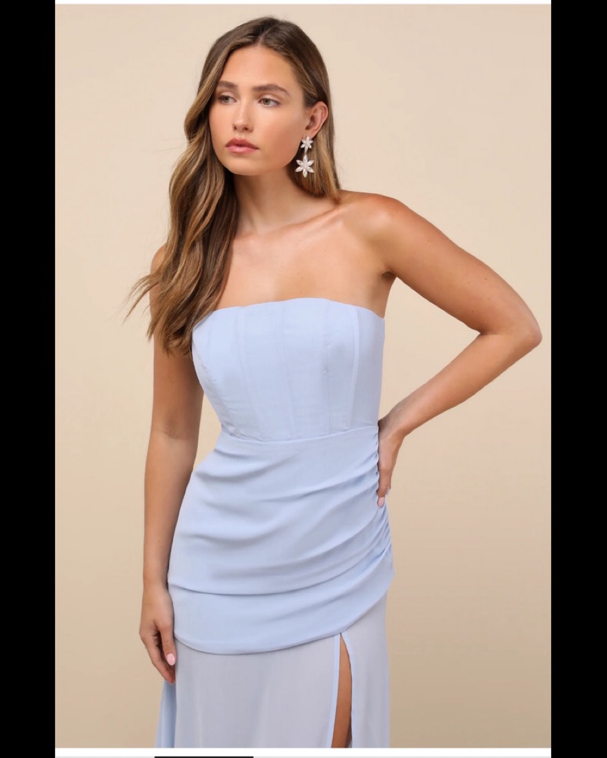 strapless dress blue Lady Black Tie - Carter Gown - Strapless Corset Dress With Scarf main image 0