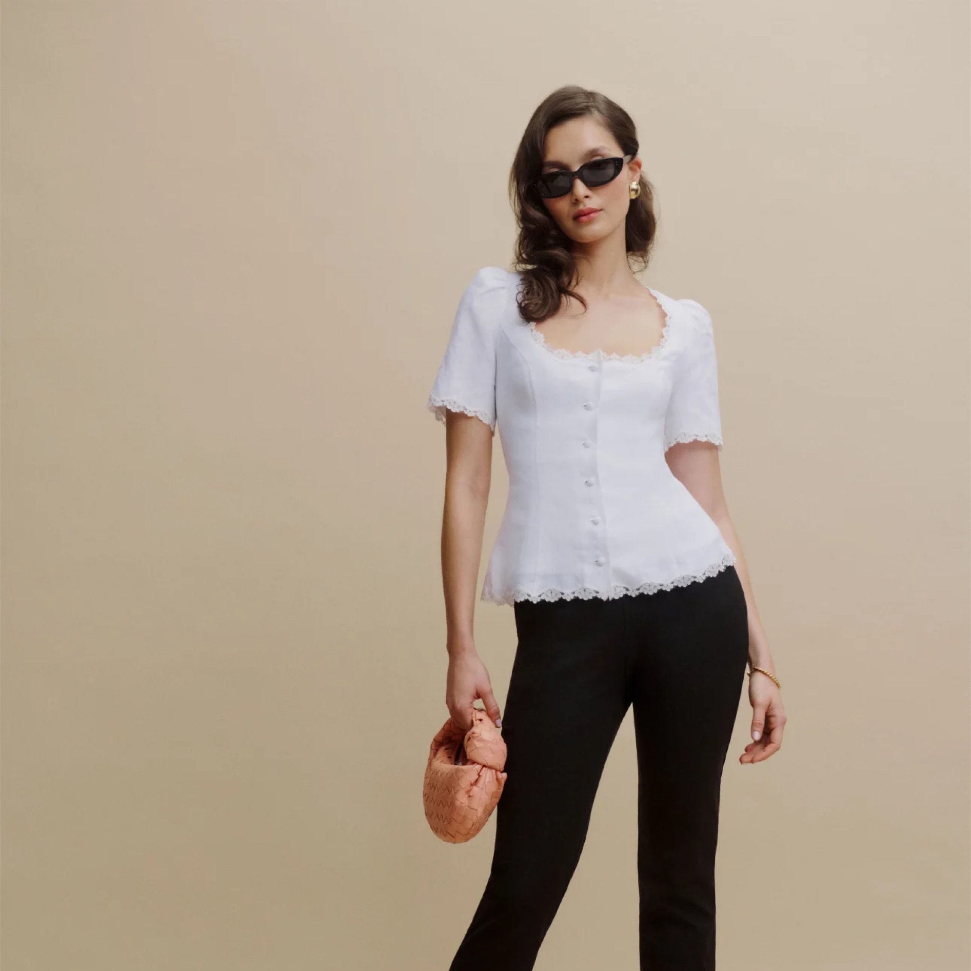 Reformation Anabella Linen Top by Reformation - Pickle