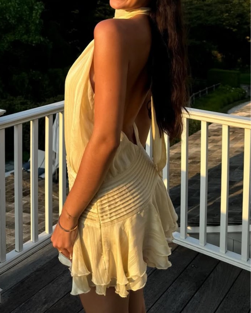 Willow Chiffon Mini Dress - Yellow by Peppermayo - Pickle