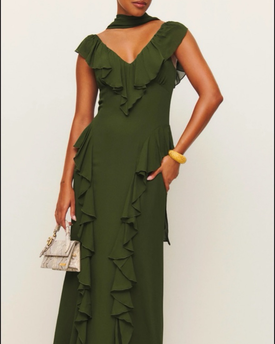 reformation silvana dress green Reformation Silvana Dress In Fern Green by Reformation