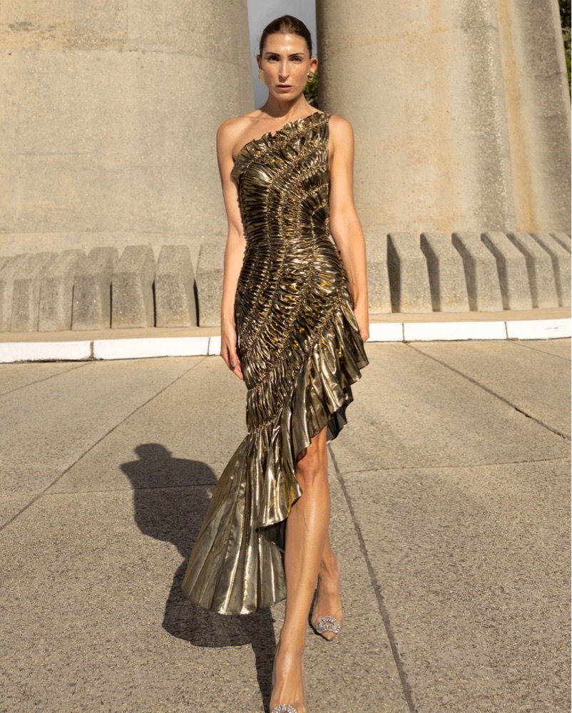 Impression Dress Metallic by Georgia Hardinge - Pickle