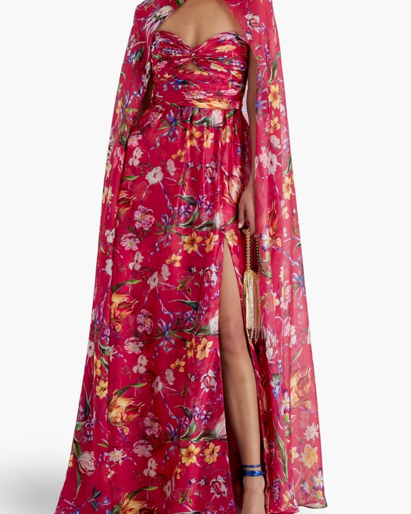 marchesa notte pink floral dress MARCHESA NOTTE Strapless Ombre Tulle Midi Dress Pink Floral Size US 8 NEW