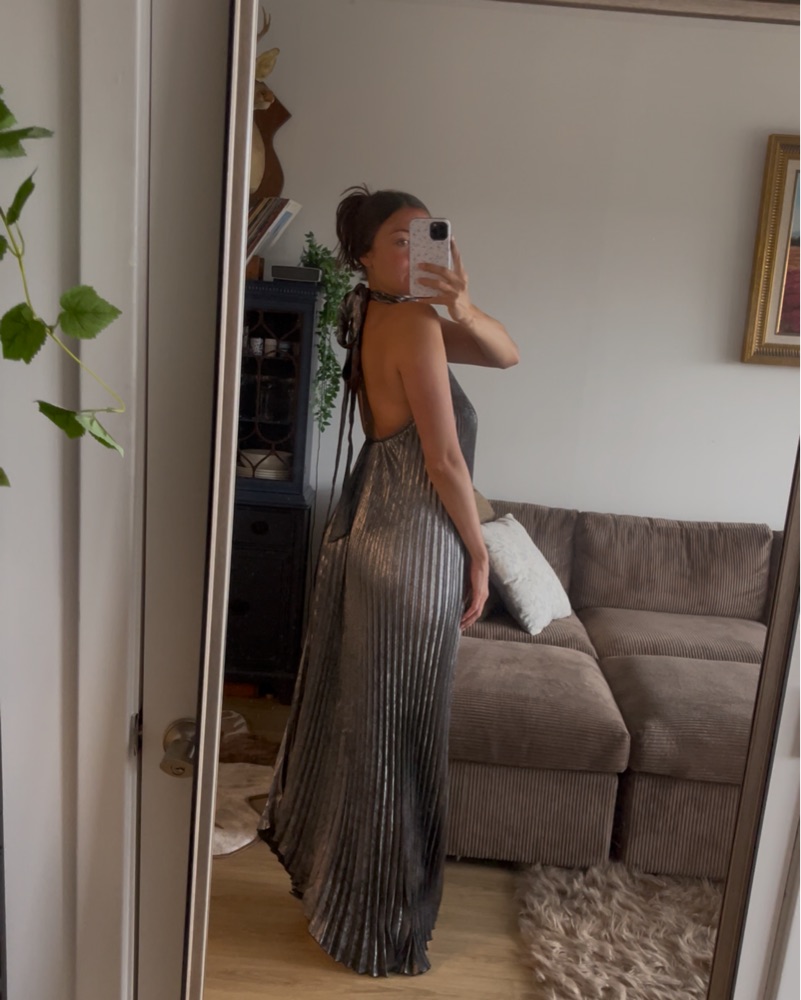 PHENOMENON ドレスオーバーオール　L L'IDEE Opera Gown In Gunmetal Shimmer by Lidee - Pickle