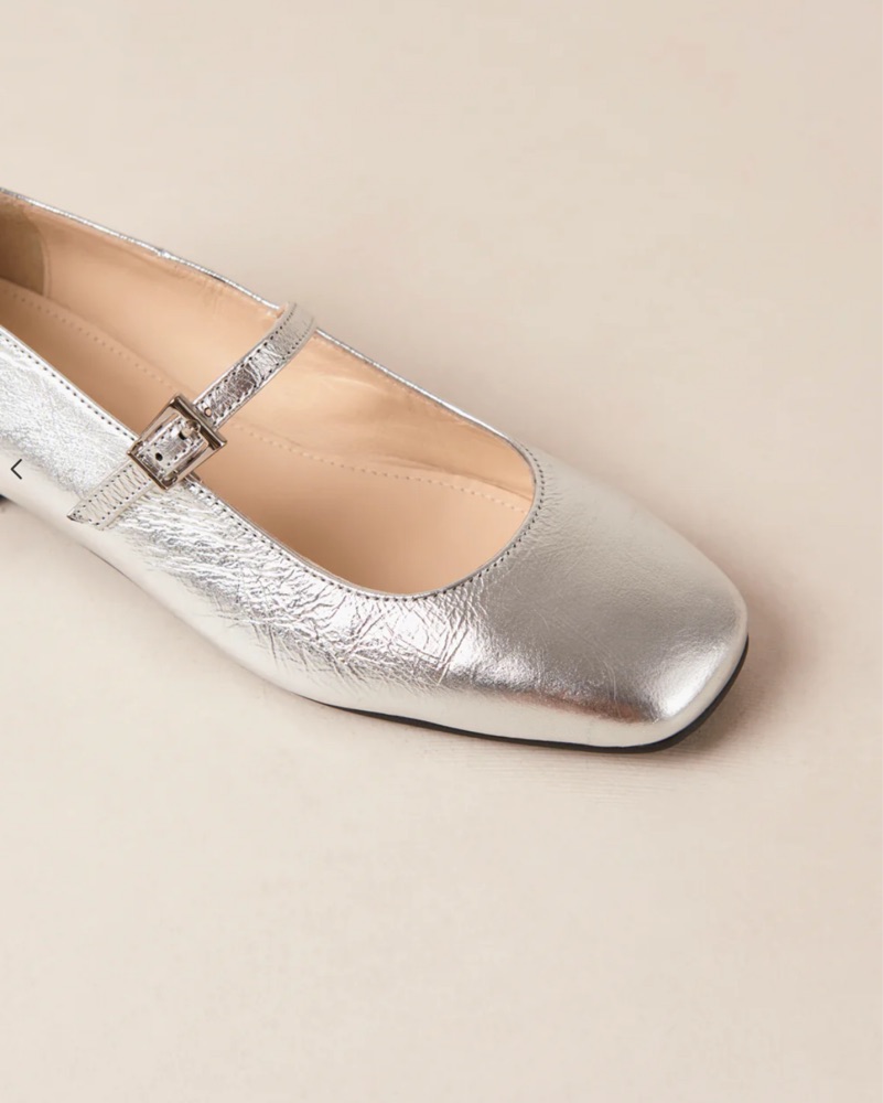 Aloha Silver Mary Jane Flats - 8.5 by Alohas - Pickle