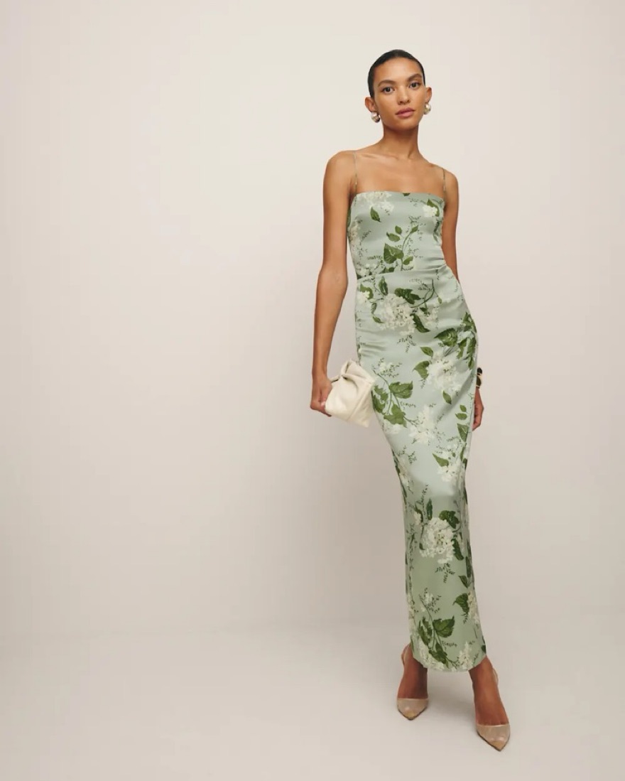 Reformation Green Floral Dress Frankie by Reformation - Pickle