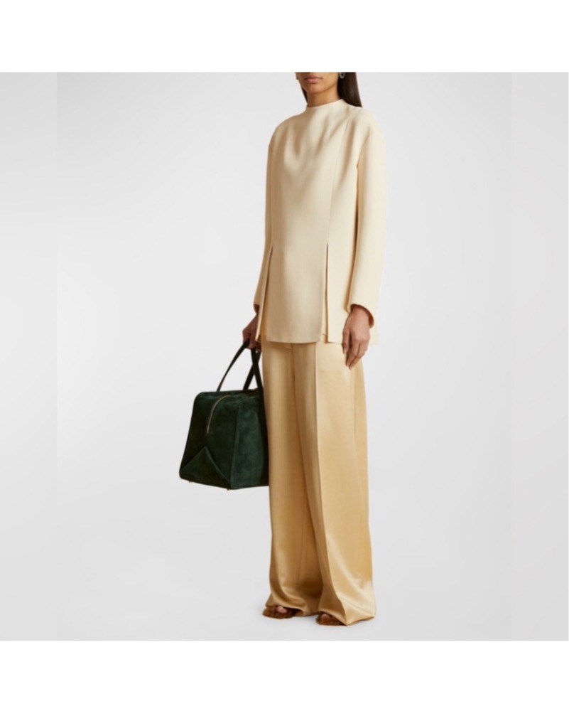 Khaite Mahni Crepe Slit Top by Khaite - Pickle