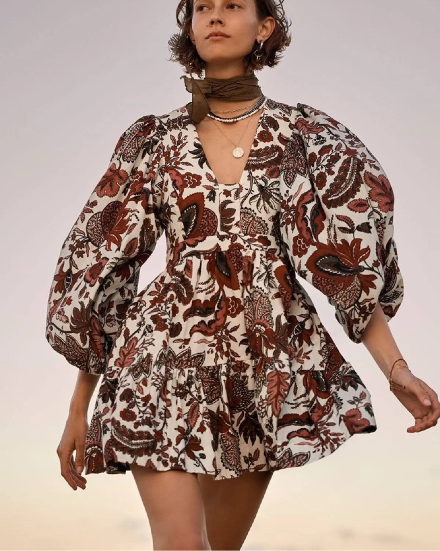 shona joy brown floral dress Shona Joy St Lucia Tie Front Draped Midi Dress in Tan Multi