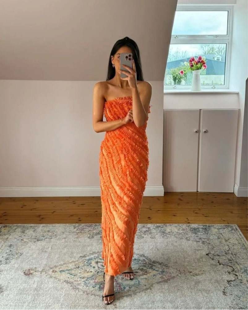 Aje Terrene Orange Ruffle Maxi Dress by Aje - Pickle