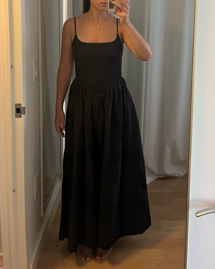 black cotton midi dress Self-portrait Draped Midi Dress