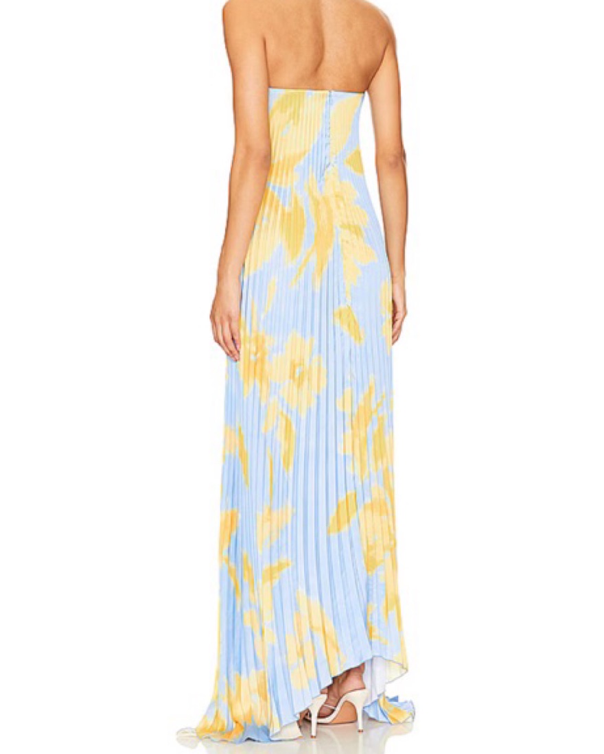 empire blue dress Sky Blue Floral Embroidered Empire Waist A-Line Dress – Maxim Creation main image 0