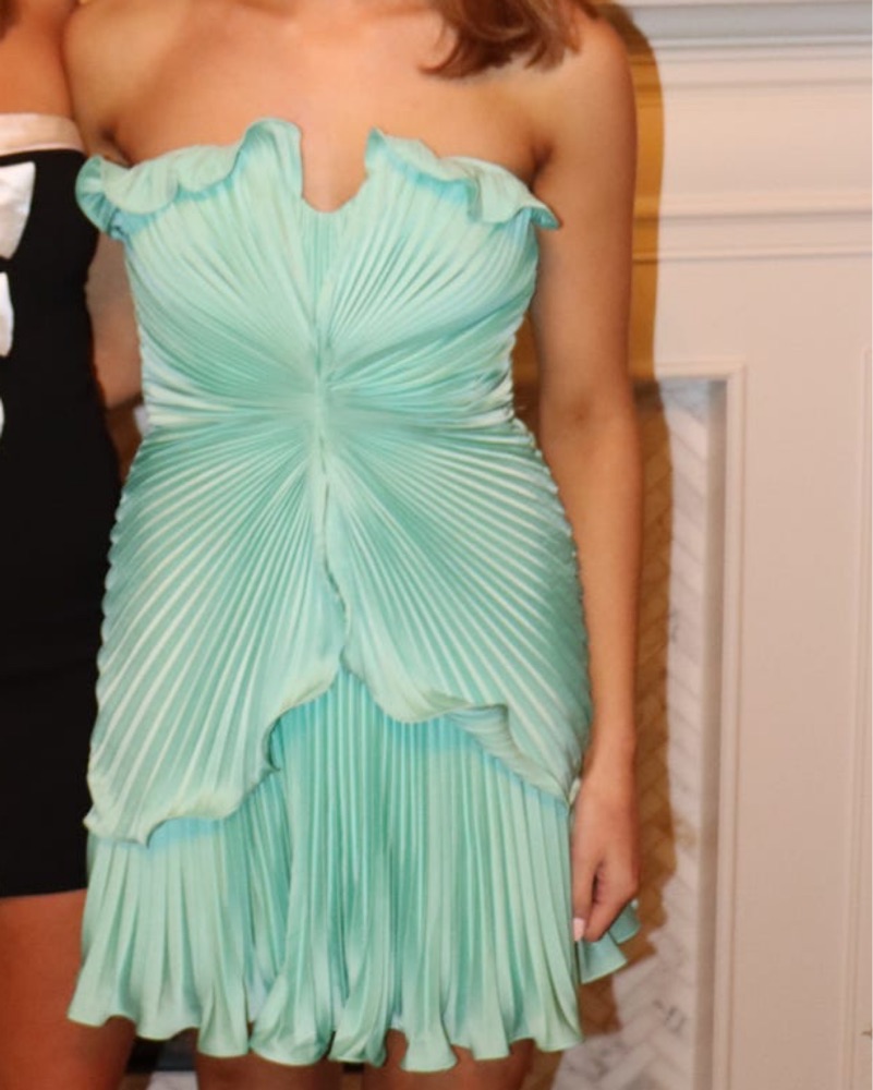 AMUR Seafoam Noa Pleated Mini Dress by AMUR - Pickle