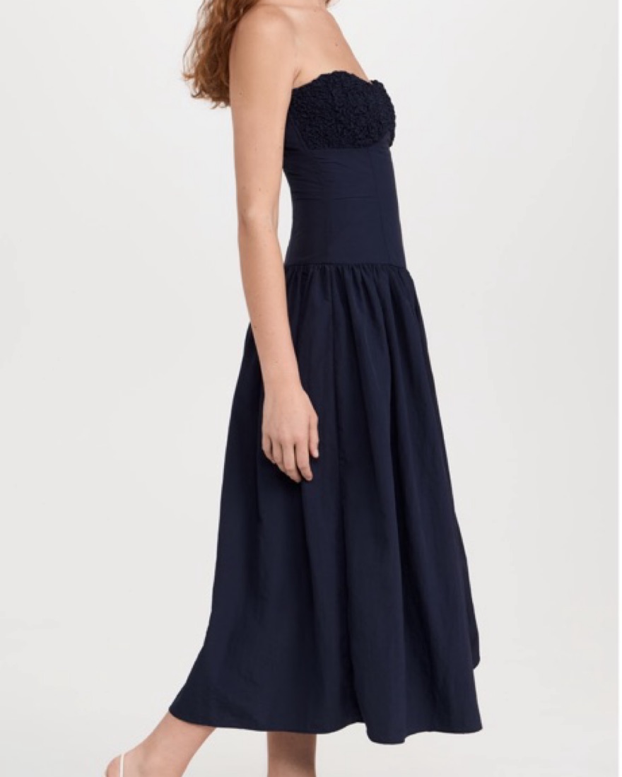 Navy Drop Waist Midi Dress by Moon River - Pickle