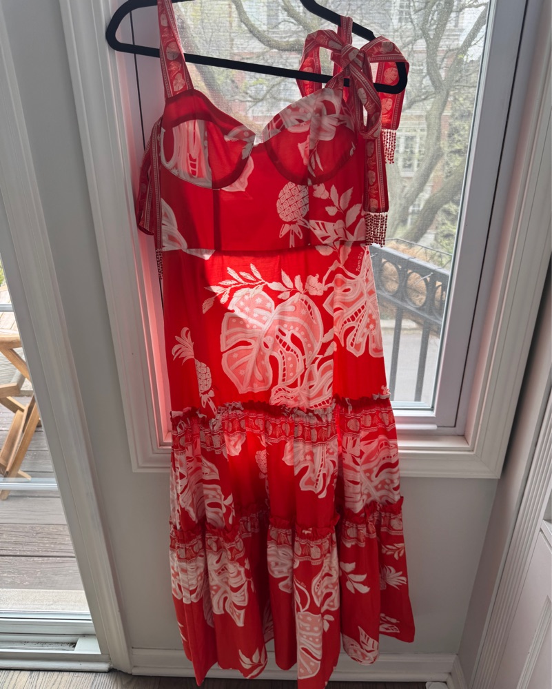 FARM Rio Lace Monsteras Red Midi Dress by FARM RIO - Pickle