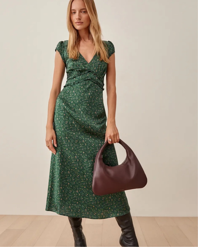 reformation kaye silk dress Reformation Kaye Silk Dress In Artichoke - 70% Off