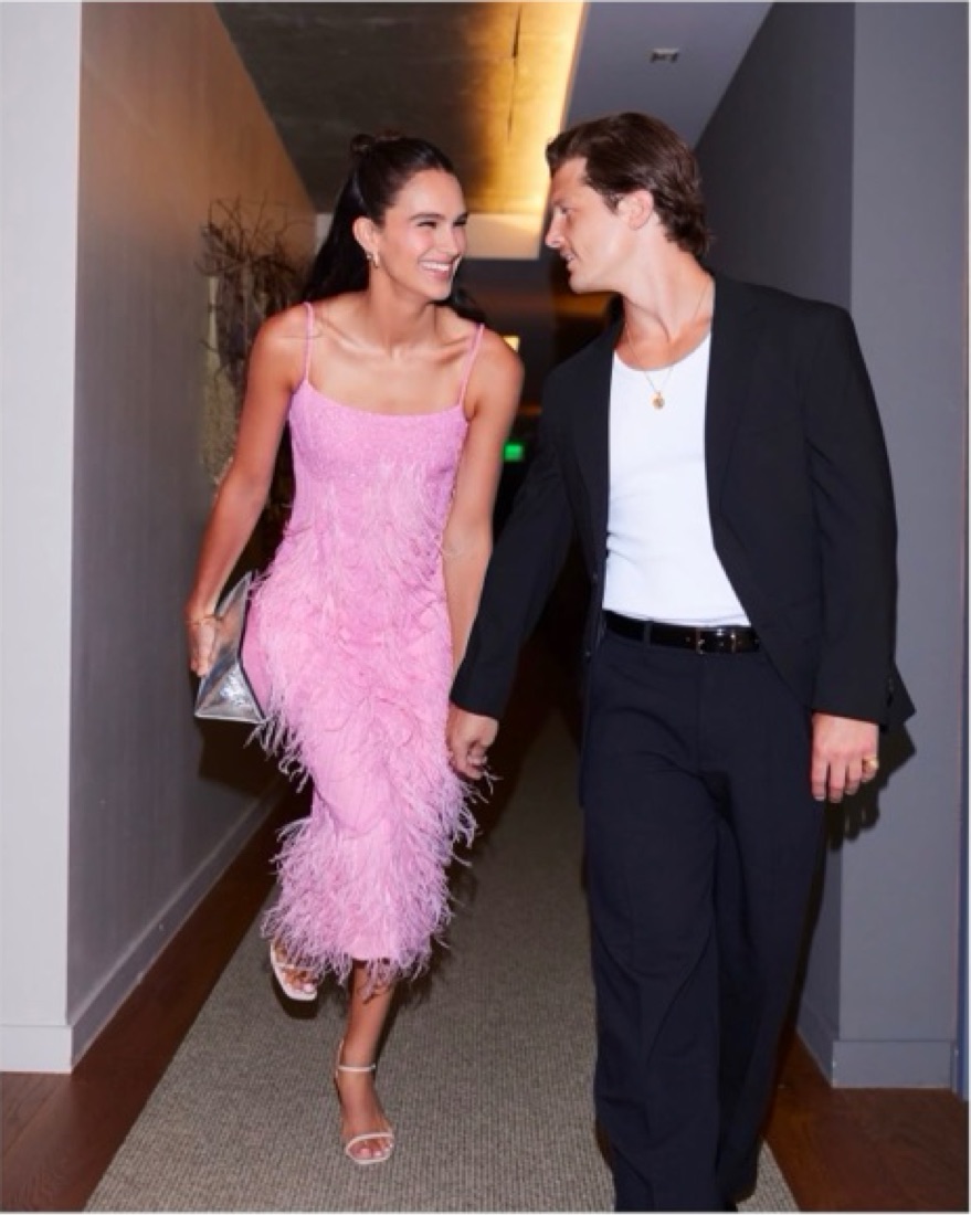 rachel gilbert pink feather dress Rent Rachel Gilbert Pink Xanthy Feather-Trimmed Gown