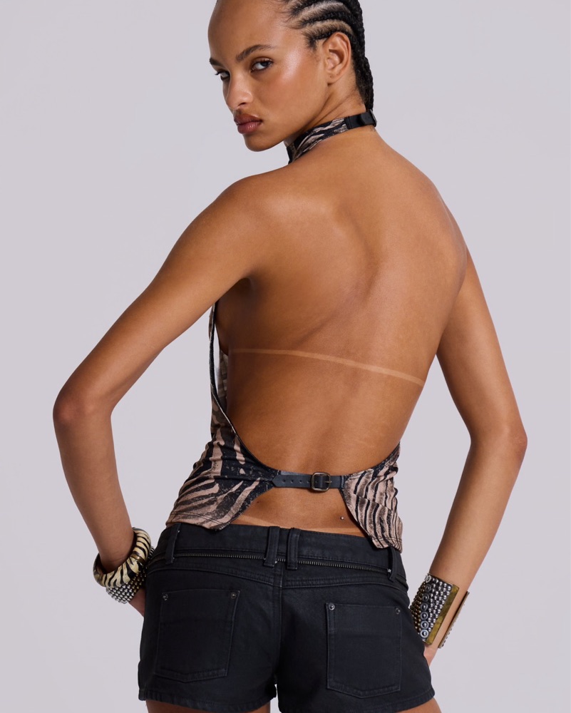 Zebra Zene Backless Top by Jaded London - Pickle