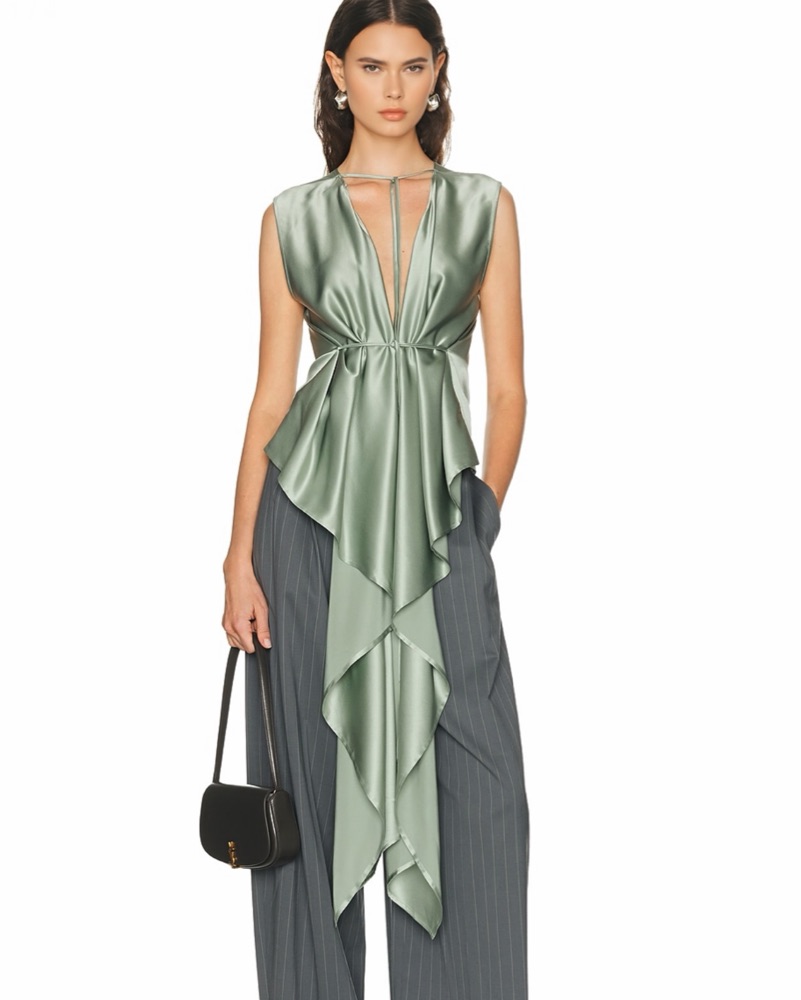 Helmut Lang Silk Top by Helmut Lang - Pickle